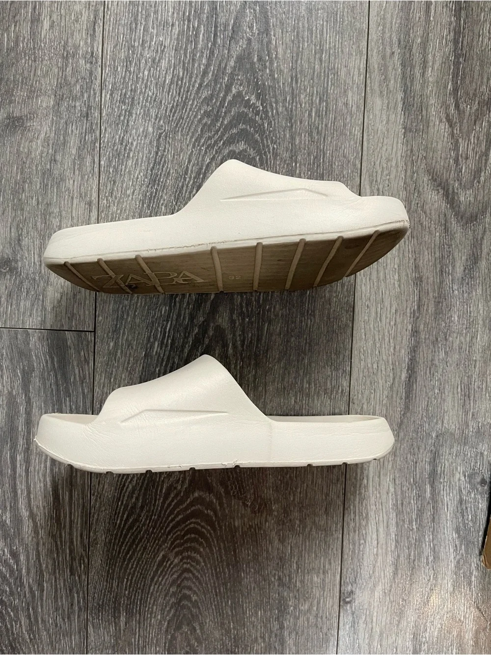 Zara Kids Neutral Cream Slide Sandals